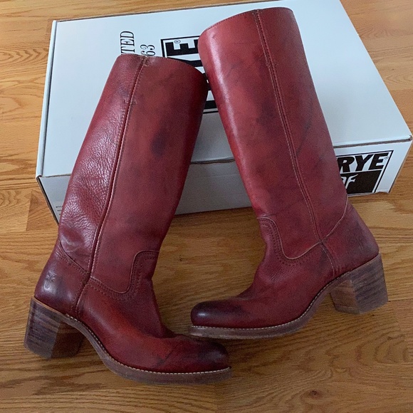frye burnt red boots